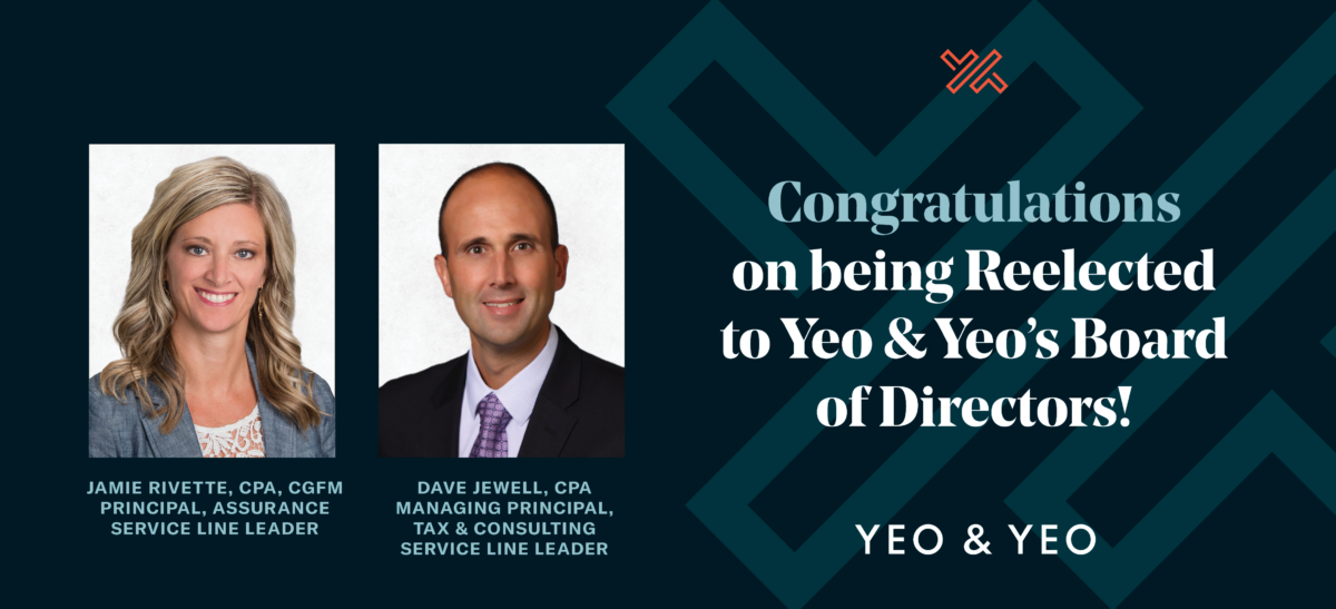 Yeo & Yeo Reelects Jamie Rivette and David Jewell to Board of Directors